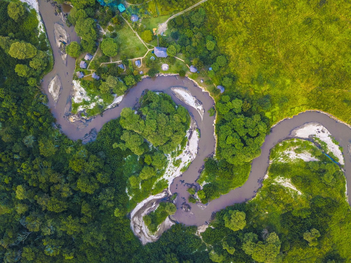 Ugandan river as seen from air safari